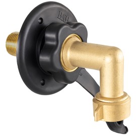 RecPro RV City Water Fill Inlet | Black | Optional Hose Elbow and or Gasket Seal | Flange Brass with Check Valve | Camper | Trailer | Marine (with Hose Elbow, No Seal)