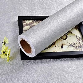 MelunMer Silver Peel and Stick Wallpaper Silk Embossed Self Adhesive Removable Wallpaper Bathroom/Bedroom Waterproof Silver Contact Paper for Cabinets Wrapping Paper Shelf Liner 118In L 15.7In W