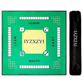 IYZXZYI Mahjong Mat - Anti Slip, Quiet Table Cover for Mahjong, Paigow, Poker - 31.5 x 31.5 Inches (Green)