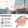 CARFIA Small Pink Mirrored Double Bridge Acetate Sunglasses for Women
