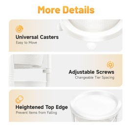 5 Tier Multi-Layer Kitchen Storage Rack, Rotating Storage Shelves Organizer,Floor Standing Storage Rack Basket Shelf Kitchen Storage Cart with Wheels Storage Basket for Living Rooms, Kitchens (White)