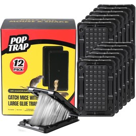 POPTRAP Rat & Insect Traps Heavy Duty - 12 Pack, Super Sticky Mouse Trap with Ultra-Strong Glue, Mouse Glue Trap with Scent of Peanut Butter for Indoor & Outdoor, Non-Toxic & Long-Lasting