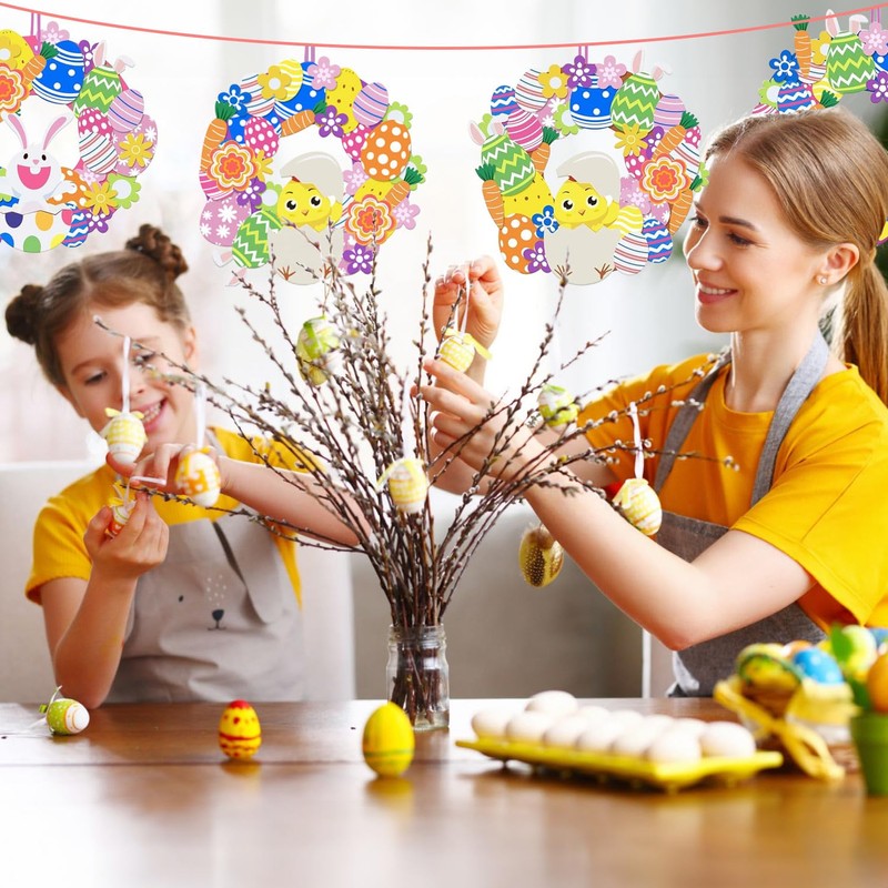 8 Pieces Easter Wreath Crafts Set, DIY Spring Decoration Easter