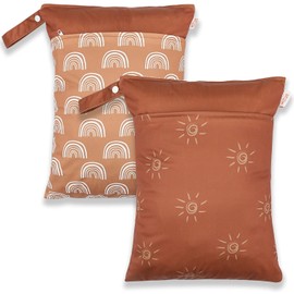 2 Bolsas Húmedas Secas para Pañales de Tela de Bebé, Bolsa Impermeable para Ropa Mojada, Bolsa para Pañales Lavable con 2 Bolsillos Cierres para Accesorios Bebés Sucios, Viajes, Playa