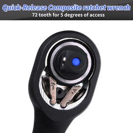 DAKCOS Socket Wrench Set 1/4" 3/8" 1/2" Drive Ratchet with Quick Release Composite Offset Handle Reversible Spanner 72 Teeth