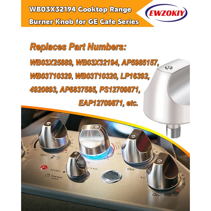 WB03X32194 WB03T10329 Cooktop Burner Knob Compatible GE Cafe Series Gas