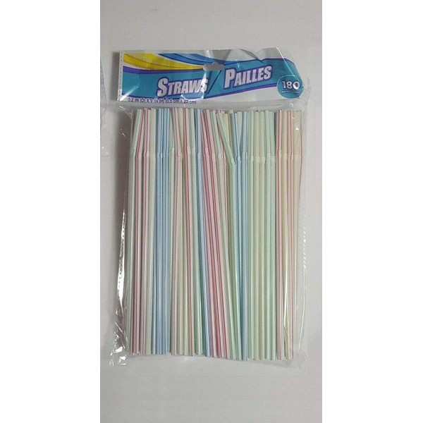 The Home Store Multicolored Flexible Plastic Straws, 180-ct. Pack