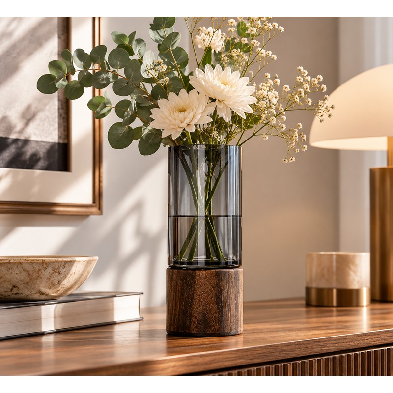 Glass Decorative Vase for Home Décor – Simple Retro Design