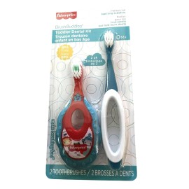 Fisher-Price Toddler Dental Kit W/ 2 Toothbrushes & Teething Ring BPA-Free 0M+