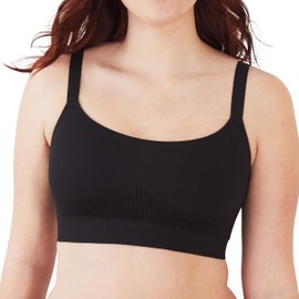 Bali Women's Modern Seamless, Pullover Wireless Bralette with Adjustable Straps, Black