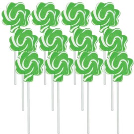 Shamrock Swirl Suckers for St. Patrick's Day - 12 Individually wrapped lollipops - Leprechaun St. Pat's Day Candy and Party Supplies