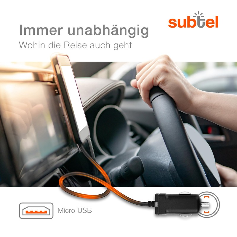 subtel® KFZ Ladegerät 1.1m 1A kompatibel mit Becker Ready 50