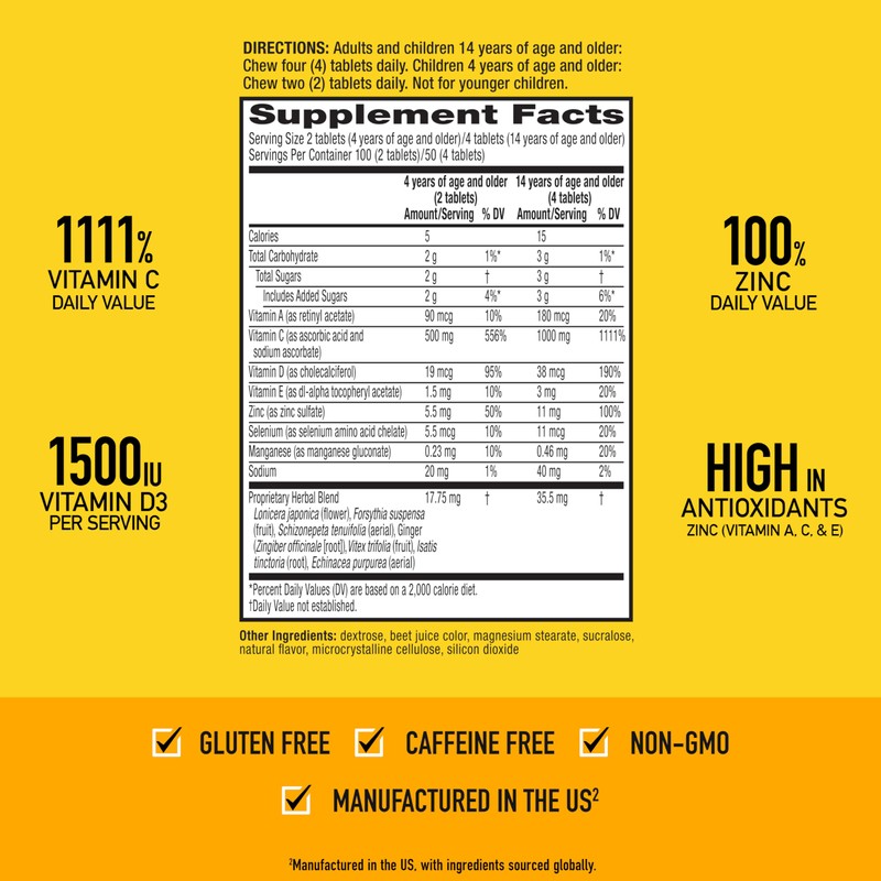 Airborne Vitamin C 1000mg (per Serving) - Very Berry Chewable