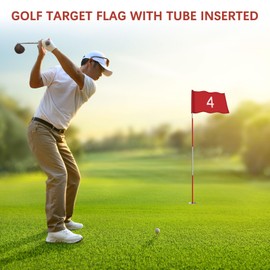 TIXIPEM Golf Flag with Tube Inserted [1pcs] - Nylon Putting Green Golf Target Flag with the Number 4 Use for Indoor & Outdoor Courts & Practice Field - [Red - 20 IN]