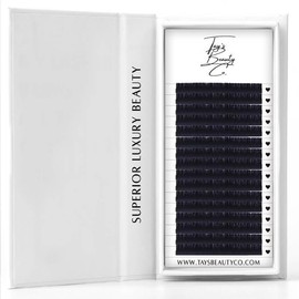 TAY'S BEAUTY CO. Cashmere Silk Eyelash Extensions Trays Matte Black Lash Extension - C Curl and D Curl, 0.03 0.05 and 0.15 FLAT Lash, 6mm-16mm, Individual Eyelash Extensions (0.05, 8mm D Curl)