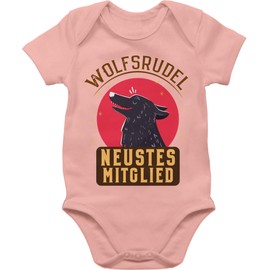 Shirtracer - Baby Bodysuit Boy Girl - Baby Romper Girl & Boy - Wolf Pack Newest Member, 2 baby pink