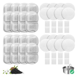 16-pack Dog Water Fountain Filter Replacement for 7L/230oz/1.8G Stainless Steel Dog Fountain Super Quiet with Triple Filtration for Large Cats Multi-Pet Home (16 Set Filters for 7L Pet Fountain)