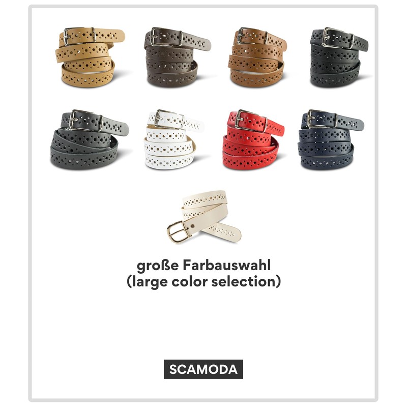 Scamoda women's belt made of genuine leather with hole pattern,