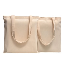 POLHIM® Pack of 2 High-Quality Cotton Jute Bags Fabric Bag Blank 220 g/m² Size 38 x 42 cm Long Handles 70 cm 100% Cotton, natural, Minimal