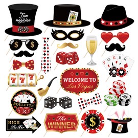 CC HOME 25Pcs Casino Poker Card Patterns Photo Booth Props, Las Vegas Party Decorations Party Favor for Club Game Dinner Night Playing Cards Party Essentials