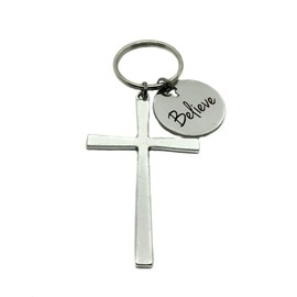 Heart Projects Cross Keychain, Believe, Religious Gift, Christian Gift, Prayer Gift, Bible Study Gift