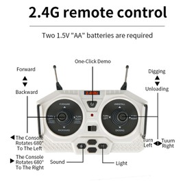 RC Excavator 1/20 2.4GHz 11CH RC Construction Truck Engineering Vehicles Educational Toys for Kids with Light Music