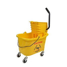 Janico 1010 Mop Bucket Side Press Wringer Combo, 35 Quart, 8.5 gal, Plastic, Yellow