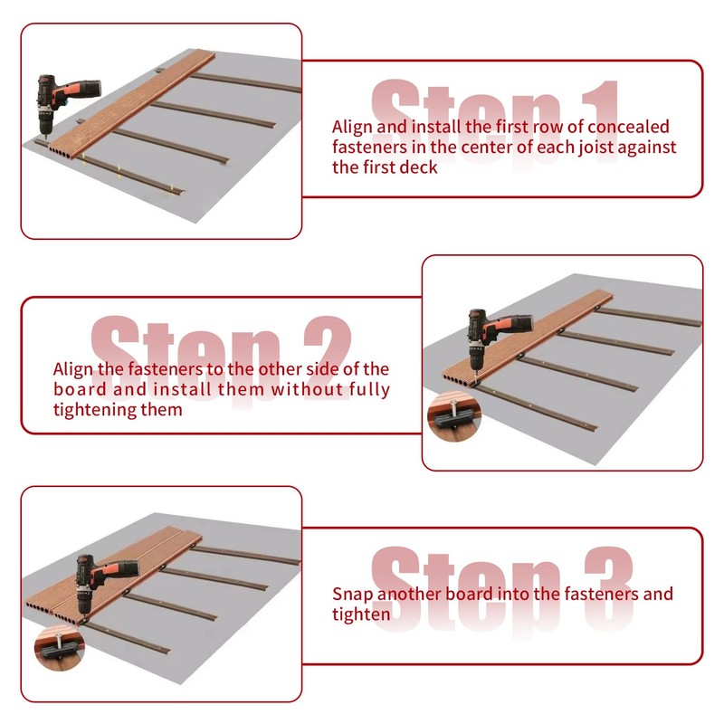 Pack of 100 WPC Clips, WPC/BPC Flooring Hidden Fixing Spacer