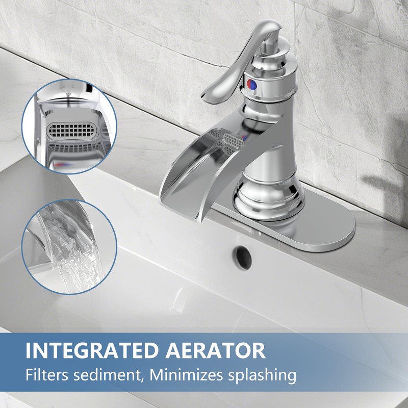 Homevacious Bathroom Faucet Waterfall Sink Faucets Bath Chrome Single Handle