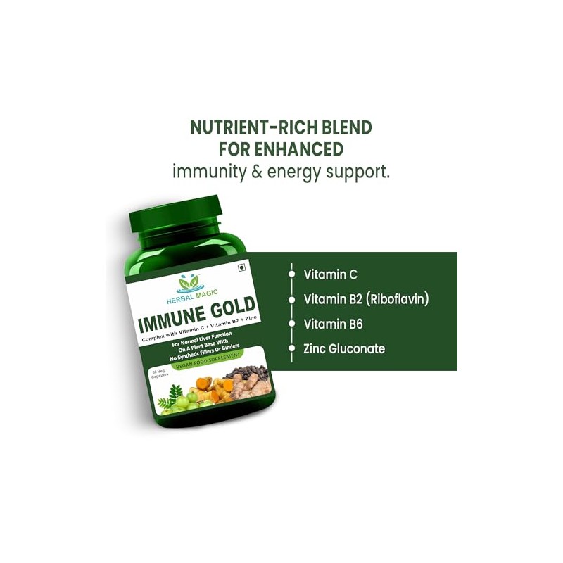 Herbal Magic Immune Gold – Vegan Food Supplement with Herbal