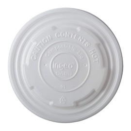 CiboWares Disposable Food Cup Lids for 12 Ounce to 32 Ounce Food Cups, Made from Corn Based Plastic, Case of 500