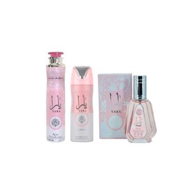Yara Perfume (1.7oz) + yara Deodorant (6.67oz) + yara Air Freshener (10.0 oz) from lattafa Perfumes (unisex)
