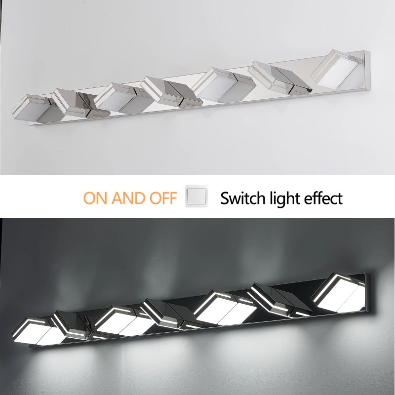 7-Light LED Modern Bathroom Vanity Light Fixture Matte Chrome Modern