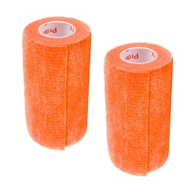 Vet Tape (Orange) (2 Pack) (2 Inch x 15 feet) Self Adhesive Adherent Adhering Cohesive Flex Self Stick Bandage Grip Roll Dog Cat Pet Horse