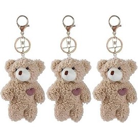 Fansoftiks 3 Pcs Brown Bear Plush Stuffed Keychain For Backpack, Plush Keychain, Backpack keychain, Soft Cotton Key Chain For DIY Keychain Crafts Stuffed Animals, Car Key Accessories