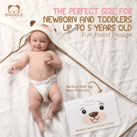 Snoodlebear Hands-Free Rayon Bamboo Hooded Baby Towel Extra Large for Boys and Girls Organic Rayon Bamboo Soft Baby Towel Newborn Essentials Gift Toddlers Set