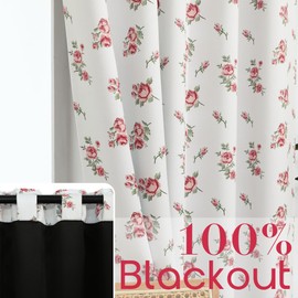 Lino Rosa Short Blackout Kids Curtains for Bedroom Girls Room,Pink Cute Floral Cottage Core Vintage Curtains for Bathroom Window Kitchen 45 Inch Length 2 Panels