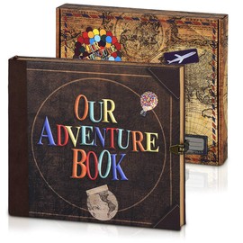 GRT Our Adventure Book Journals Notebooks, DIY Anniversary Photo Album Scrapbook, 8.66 x 7.67 Inch 148P Journal Writing Notebook Journal Travel Theme Notebooks for Children Christmas