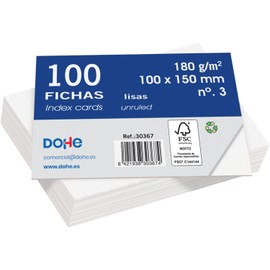 Dohe 100 Smooth Card Index Cards Note Cards Size A6 (15x10cm) 180gsm No.3 Office Stationery White