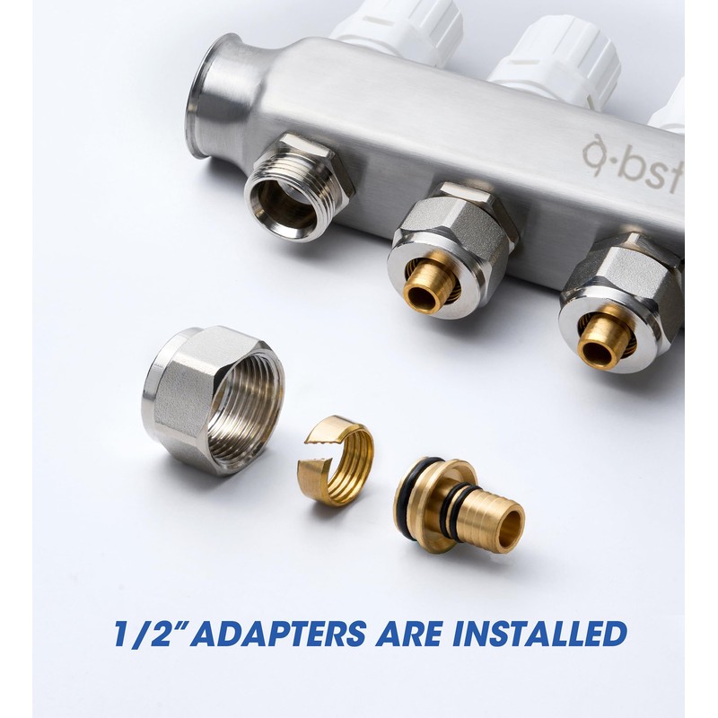 ABST PEX Manifold,2 Loop Stainless Steel Floor Radiant Heat Manifold