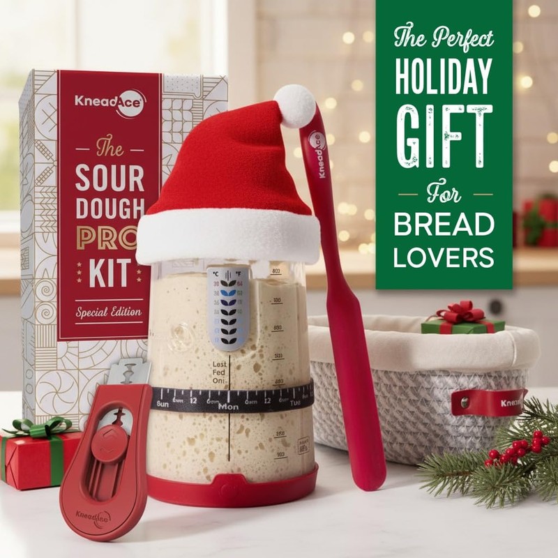 KneadAce Sourdough Starter Kit – 34oz Starter Jar, 2 Oval