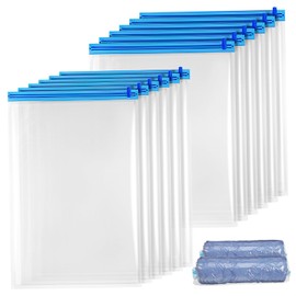 Operitacx Pack of 12 Compression Storage Bags Large Vac Storage Travel Organiser Travel Accessories Space Saving Storage Bags Vacuum Storage Bags PE Material Blue