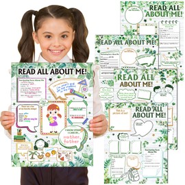Pajean 45 Pcs All About Me Poster Star Student DIY Color Unframed Poster Supplies for Kindergarten, Elementary School Kids to Display Themselves with Pride (Eucalyptus)