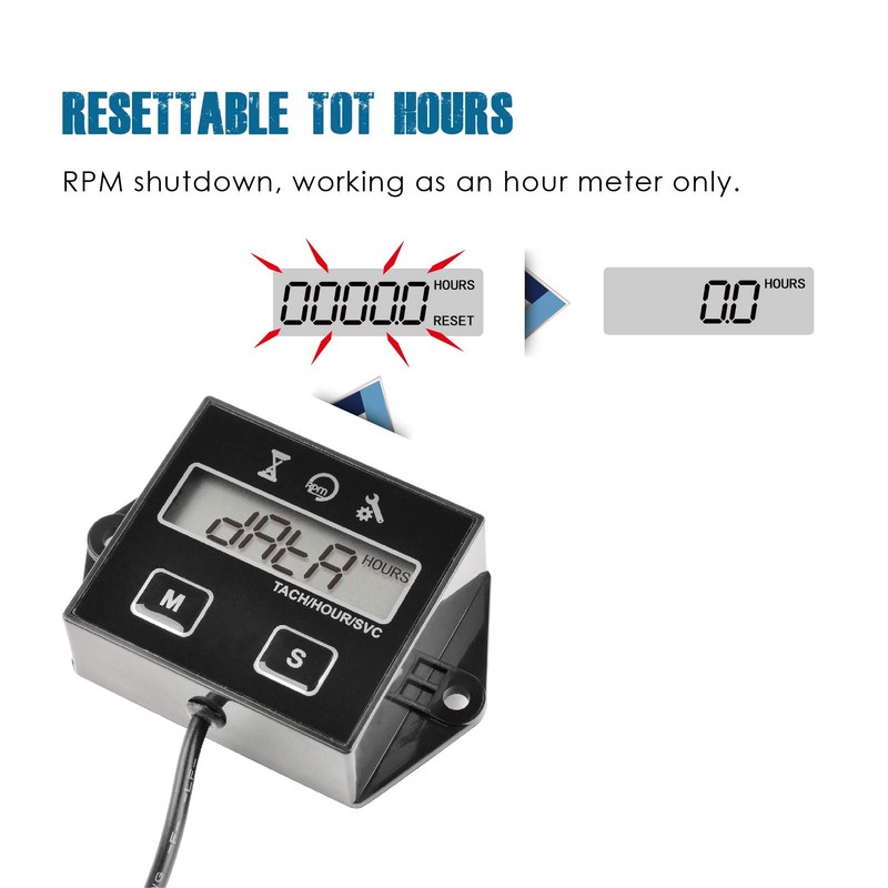 Runleader Digital Hour Meter Tachometer, Maintenance Reminder, User Shutdown, Use