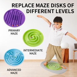 Balance Board Maze Kids Plastic,Toddler Wobble Balance Rocker Board Maze with Non-Slip,2 Colored Balls,3 Replacement Labyrinth Boards,Balancing Board Physical Therapy for Sensory Training