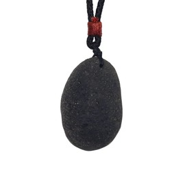 BOLFFU Cintamani Agni Manitite Crystal Necklace,Raw Solitaire Tektites Meteorite Stone Certified Pseudo Tektite Pendant,Irregular Shape