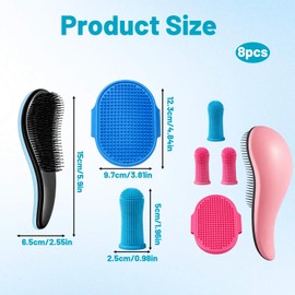 8PCS Puppy Brush, Dog Brushes For Grooming, Dog Hair Brush Set For Dogs And Cats Grooming, Gentle And Convenient, Daily Care For Long And Short Haired Pets(Pink, Blue)