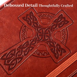 CAGIE Leather Lined Journal Notebook for Men & Women, Debossed Cross, 320 Pages 100 GSM Thick Paper, A5 Hardcover Journaling Notebooks for Writing, 5.7'' X 8.3'' Diary, Rust Brown