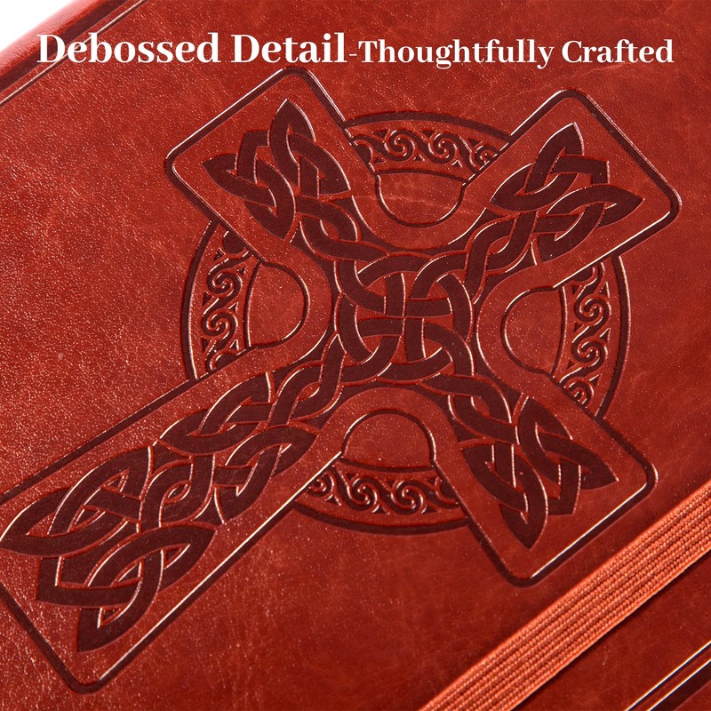 CAGIE Leather Lined Journal Notebook for Men & Women, Debossed