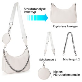 myfriday Schultertasche Hobo Crossbody Umhängetasche für Damen PU Leder Handtasche mit Kleine Münzgeldbörse & Metall Kette